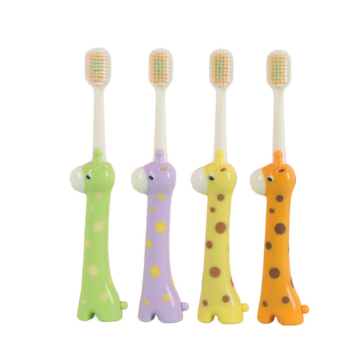Giraffe children's soft bristle toothbrush, with fine and soft bristles, suitable for infants and toddlers aged 3-6-12.