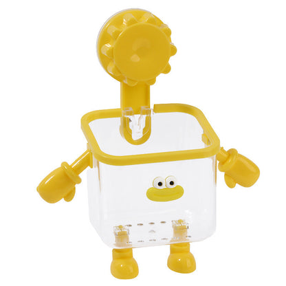 Toothbrush holder, wall-mounted, no-drill, suction cup, high-end multi-functional transparent plastic storage box for bathroom use.