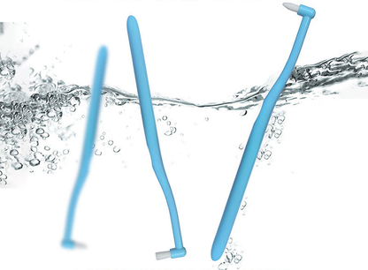 Single-bristle toothbrush with pointed head, flat head, soft bristles, small head, for cleaning interdental spaces, wisdom teeth, and braces.