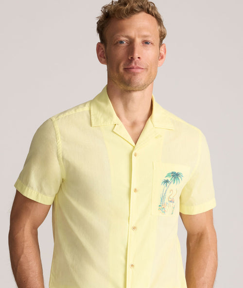 Vintage Wash Short-Sleeve Camp Collar Shirt
