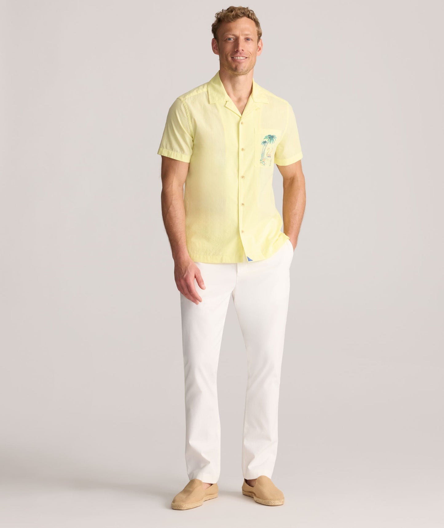 Vintage Wash Short-Sleeve Camp Collar Shirt