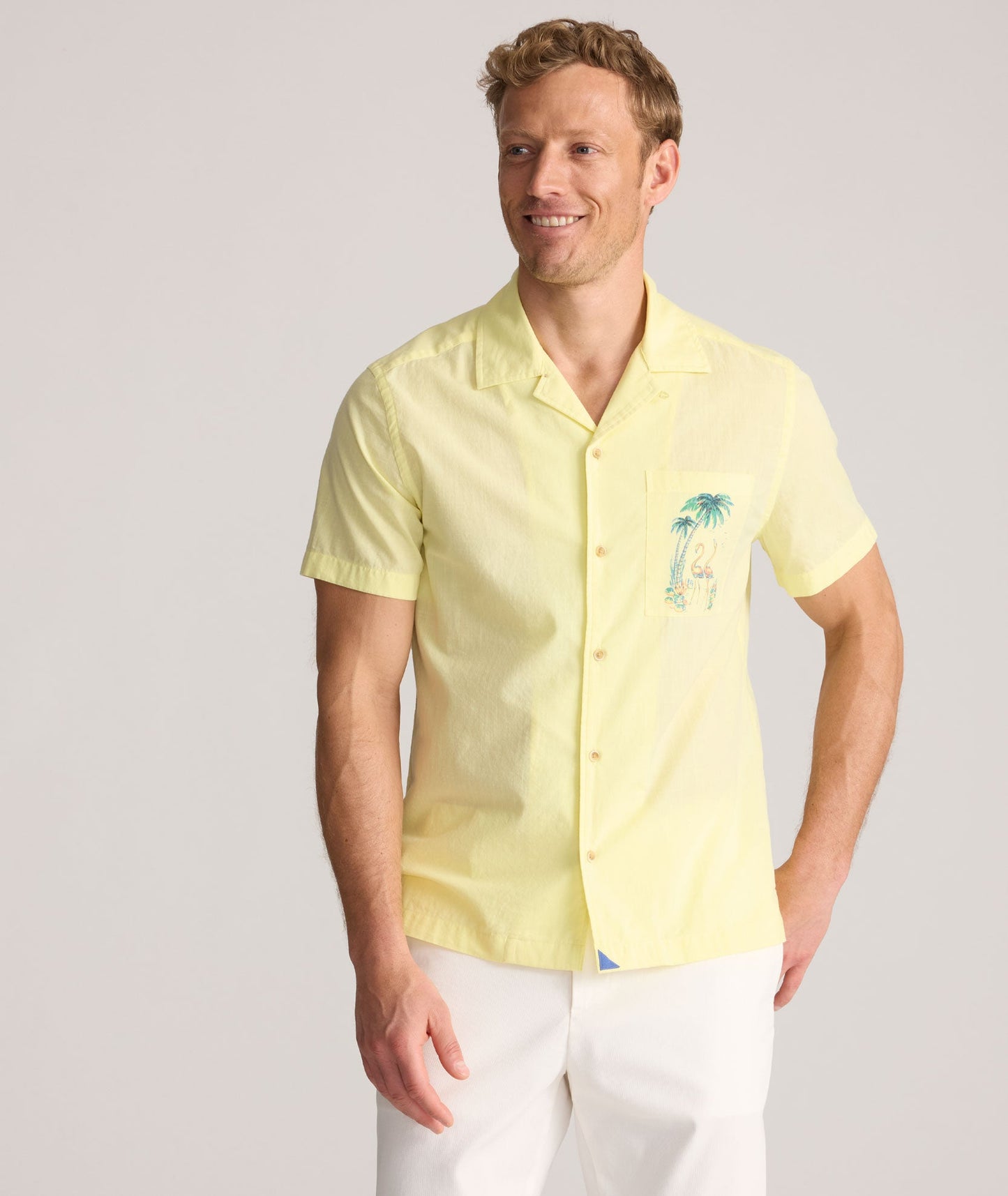 Vintage Wash Short-Sleeve Camp Collar Shirt
